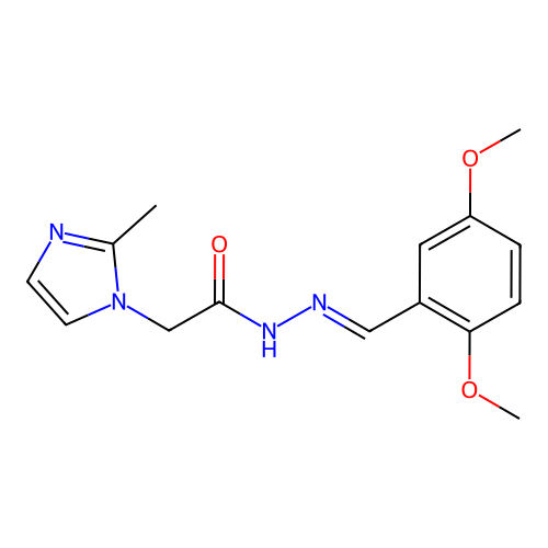 (E)-N'-(2,5-dimethoxybenzylidene)-2-(2-methyl-1H-imidazol-1-yl)acetohydrazide structure