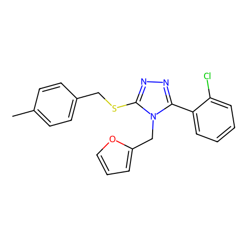 3-(2-chlorophenyl)-4-(furan-2-ylmethyl)-5-((4-methylbenzyl)thio)-4H-1,2,4-triazole structure