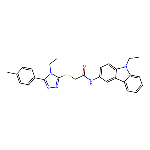 N-(9-ethylcarbazol-3-yl)-2-[[4-ethyl-5-(4-methylphenyl)-1,2,4-triazol-3-yl]sulfanyl]acetamide structure