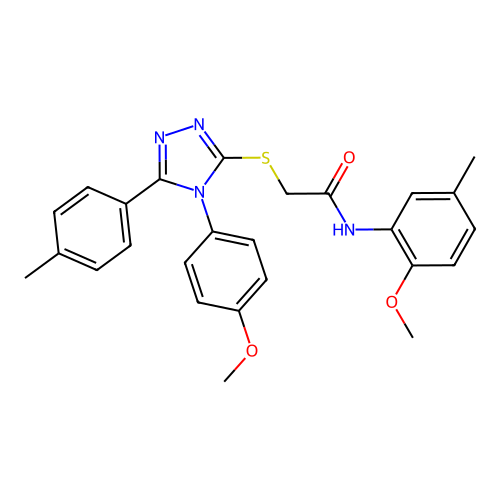 N-(2-methoxy-5-methylphenyl)-2-{[4-(4-methoxyphenyl)-5-(4-methylphenyl)-4H-1,2,4-triazol-3-yl]sulfanyl}acetamide structure