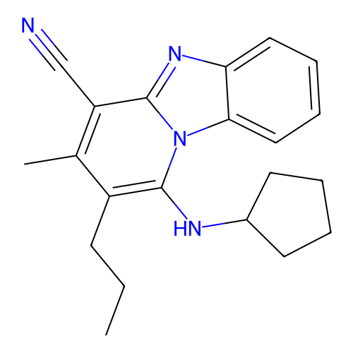 1-(Cyclopentylamino)-3-methyl-2-propylpyrido[1,2-a]benzimidazole-4-carbonitrile structure