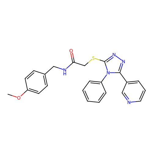 N-[(4-methoxyphenyl)methyl]-2-[(4-phenyl-5-pyridin-3-yl-1,2,4-triazol-3-yl)sulfanyl]acetamide structure