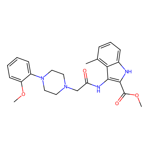 methyl 3-(2-(4-(2-methoxyphenyl)piperazin-1-yl)acetamido)-4-methyl-1H-indole-2-carboxylate structure