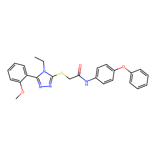 2-[[4-ethyl-5-(2-methoxyphenyl)-1,2,4-triazol-3-yl]sulfanyl]-N-(4-phenoxyphenyl)acetamide structure