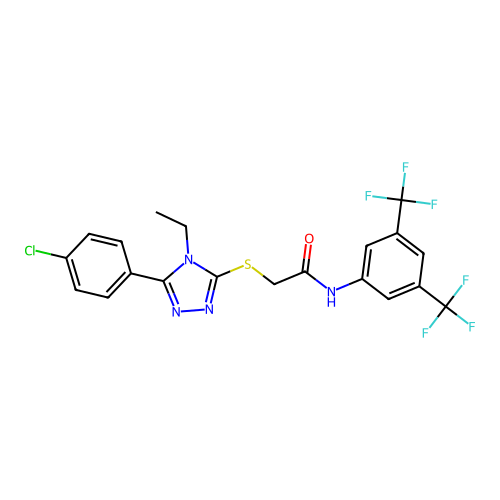 N-(3,5-bis(trifluoromethyl)phenyl)-2-((5-(4-chlorophenyl)-4-ethyl-4H-1,2,4-triazol-3-yl)thio)acetamide structure