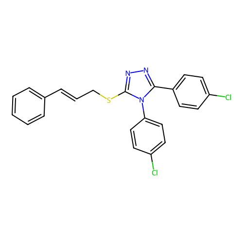 3,4-bis(4-chlorophenyl)-5-(cinnamylthio)-4H-1,2,4-triazole structure