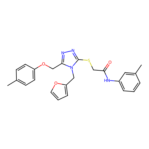 2-((4-(furan-2-ylmethyl)-5-((p-tolyloxy)methyl)-4H-1,2,4-triazol-3-yl)thio)-N-(m-tolyl)acetamide structure