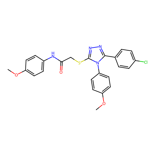 2-{[5-(4-chlorophenyl)-4-(4-methoxyphenyl)-4H-1,2,4-triazol-3-yl]sulfanyl}-N-(4-methoxyphenyl)acetamide structure