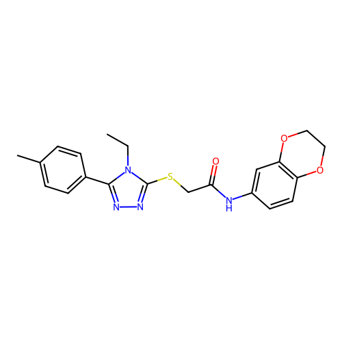 N-(2,3-dihydro-1,4-benzodioxin-6-yl)-2-{[4-ethyl-5-(4-methylphenyl)-4H-1,2,4-triazol-3-yl]sulfanyl}acetamide structure