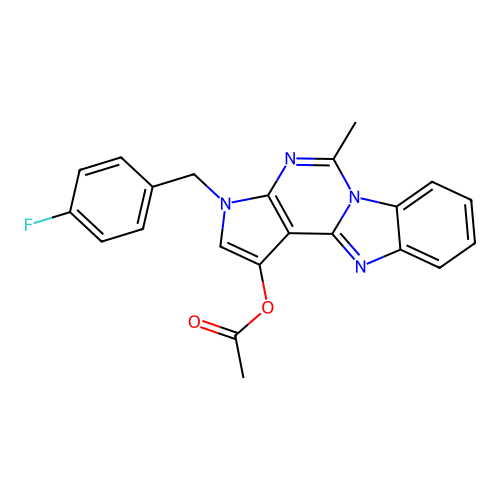 3-(4-fluorobenzyl)-5-methyl-3H-benzo[4,5]imidazo[1,2-c]pyrrolo[3,2-e]pyrimidin-1-yl acetate structure