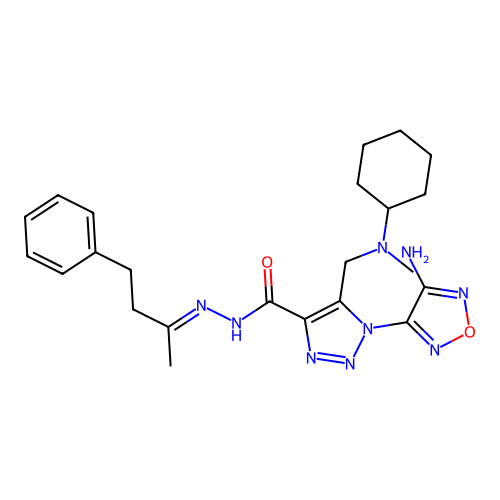 (E)-1-(4-amino-1,2,5-oxadiazol-3-yl)-5-((cyclohexyl(methyl)amino)methyl)-N'-(4-phenylbutan-2-ylidene)-1H-1,2,3-triazole-4-carbohydrazide structure