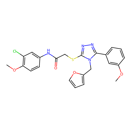 N-(3-chloro-4-methoxyphenyl)-2-{[4-(furan-2-ylmethyl)-5-(3-methoxyphenyl)-4H-1,2,4-triazol-3-yl]sulfanyl}acetamide structure