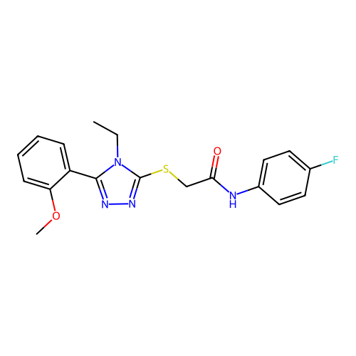 2-{[4-ethyl-5-(2-methoxyphenyl)-4H-1,2,4-triazol-3-yl]sulfanyl}-N-(4-fluorophenyl)acetamide structure