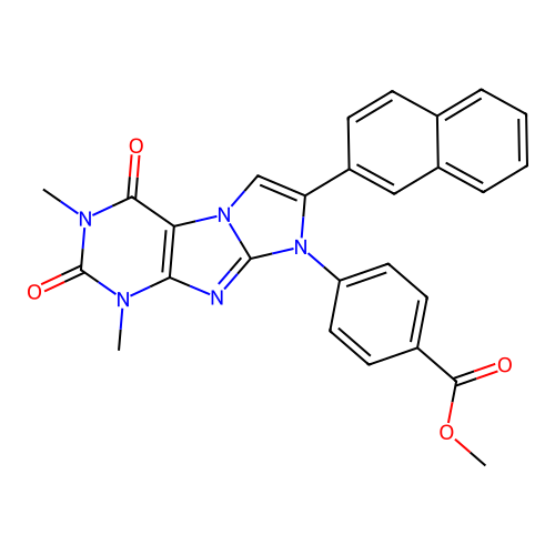 methyl 4-(2,4-dimethyl-7-naphthalen-2-yl-1,3-dioxopurino[7,8-a]imidazol-6-yl)benzoate structure