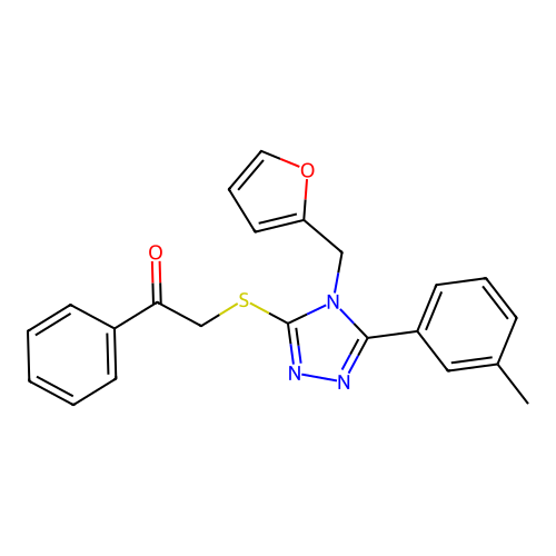 2-((4-(furan-2-ylmethyl)-5-(m-tolyl)-4H-1,2,4-triazol-3-yl)thio)-1-phenylethanone structure