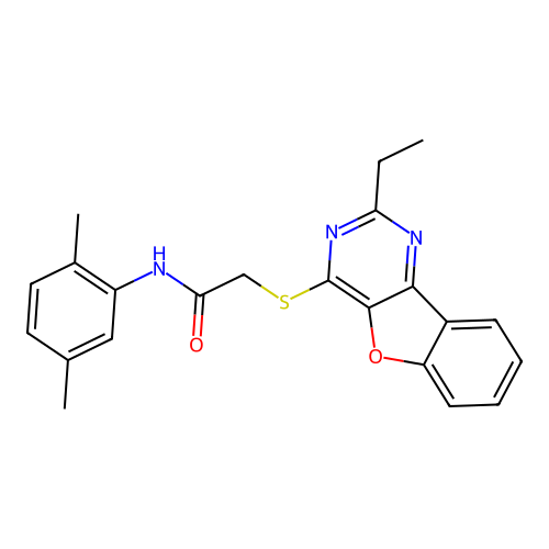 N-(2,5-dimethylphenyl)-2-((2-ethylbenzofuro[3,2-d]pyrimidin-4-yl)thio)acetamide structure
