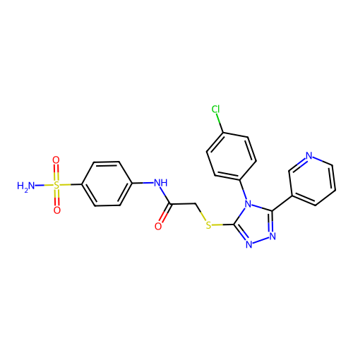 2-[[4-(4-chlorophenyl)-5-pyridin-3-yl-1,2,4-triazol-3-yl]sulfanyl]-N-(4-sulfamoylphenyl)acetamide structure