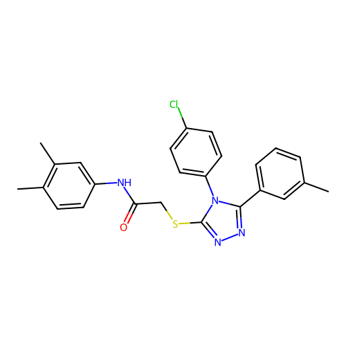 2-[[4-(4-chlorophenyl)-5-(3-methylphenyl)-1,2,4-triazol-3-yl]sulfanyl]-N-(3,4-dimethylphenyl)acetamide structure