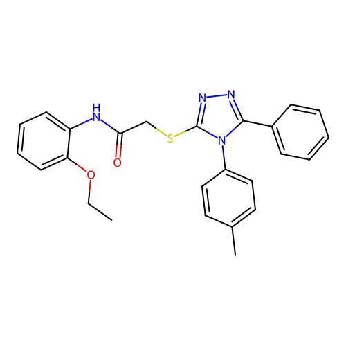 N-(2-ethoxyphenyl)-2-[[4-(4-methylphenyl)-5-phenyl-1,2,4-triazol-3-yl]sulfanyl]acetamide structure