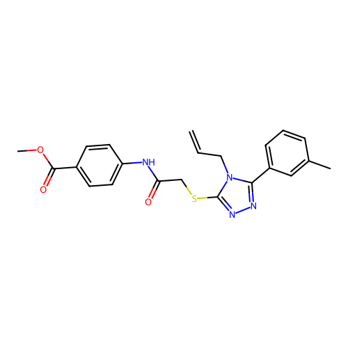 Methyl 4-[[2-[[5-(3-methylphenyl)-4-prop-2-enyl-1,2,4-triazol-3-yl]sulfanyl]acetyl]amino]benzoate structure