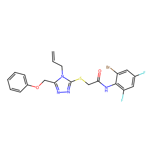 N-(2-bromo-4,6-difluorophenyl)-2-{[5-(phenoxymethyl)-4-(prop-2-en-1-yl)-4H-1,2,4-triazol-3-yl]sulfanyl}acetamide structure