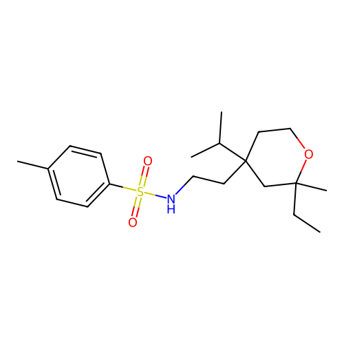 N-[2-(2-ethyl-2-methyl-4-propan-2-yloxan-4-yl)ethyl]-4-methylbenzenesulfonamide structure