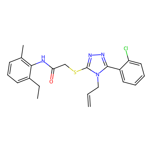 2-((4-allyl-5-(2-chlorophenyl)-4H-1,2,4-triazol-3-yl)thio)-N-(2-ethyl-6-methylphenyl)acetamide structure