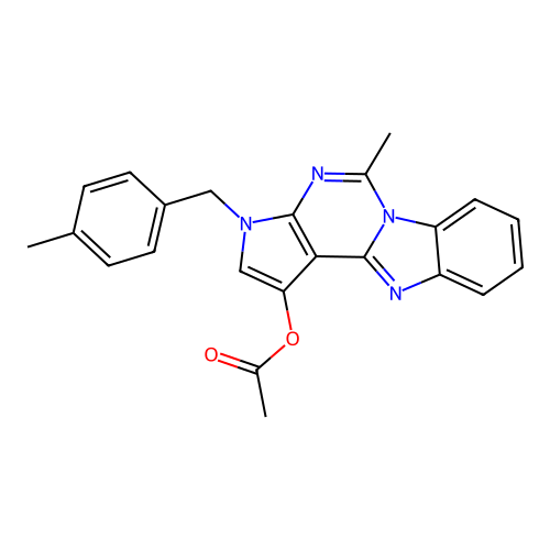 5-methyl-3-(4-methylbenzyl)-3H-pyrrolo[2',3':4,5]pyrimido[1,6-a]benzimidazol-1-yl acetate structure