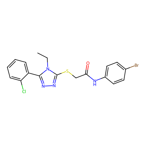 N-(4-bromophenyl)-2-[[5-(2-chlorophenyl)-4-ethyl-1,2,4-triazol-3-yl]sulfanyl]acetamide structure