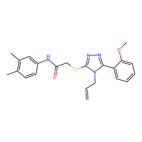 N-(3,4-dimethylphenyl)-2-[[5-(2-methoxyphenyl)-4-prop-2-enyl-1,2,4-triazol-3-yl]sulfanyl]acetamide structure