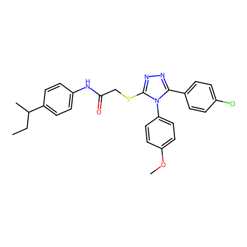 N-[4-(butan-2-yl)phenyl]-2-{[5-(4-chlorophenyl)-4-(4-methoxyphenyl)-4H-1,2,4-triazol-3-yl]sulfanyl}acetamide structure