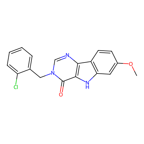 3-(2-chlorobenzyl)-7-methoxy-3,5-dihydro-4H-pyrimido[5,4-b]indol-4-one structure