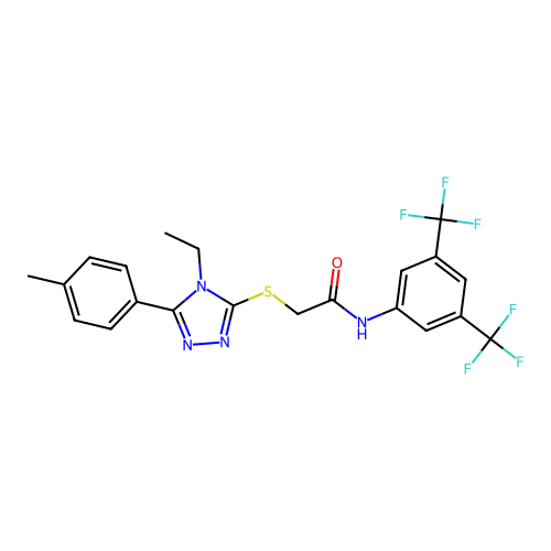 N-(3,5-bis(trifluoromethyl)phenyl)-2-((4-ethyl-5-(p-tolyl)-4H-1,2,4-triazol-3-yl)thio)acetamide structure