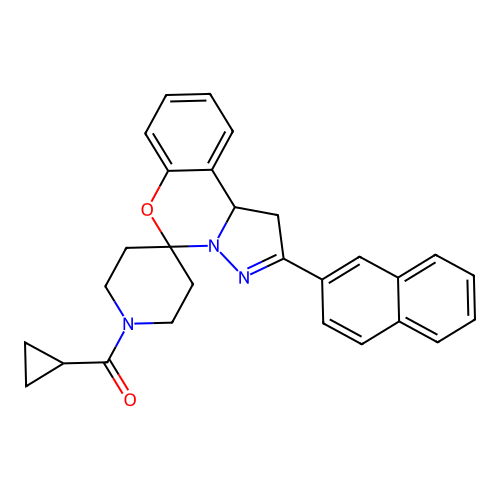 cyclopropyl(2-(naphthalen-2-yl)-1,10b-dihydrospiro[benzo[e]pyrazolo[1,5-c][1,3]oxazine-5,4'-piperidin]-1'-yl)methanone structure