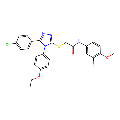 N-(3-chloro-4-methoxyphenyl)-2-{[5-(4-chlorophenyl)-4-(4-ethoxyphenyl)-4H-1,2,4-triazol-3-yl]sulfanyl}acetamide structure