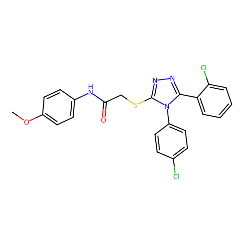 2-{[5-(2-chlorophenyl)-4-(4-chlorophenyl)-4H-1,2,4-triazol-3-yl]sulfanyl}-N-(4-methoxyphenyl)acetamide structure