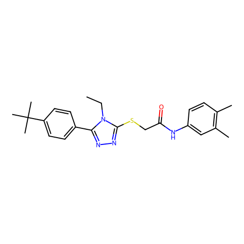 2-((5-(4-(tert-butyl)phenyl)-4-ethyl-4H-1,2,4-triazol-3-yl)thio)-N-(3,4-dimethylphenyl)acetamide structure