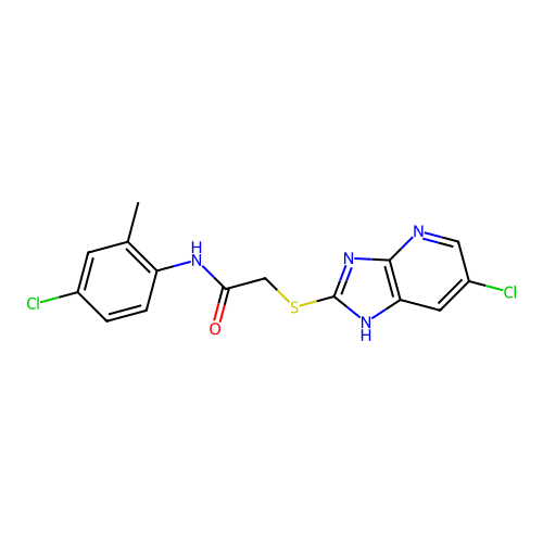 2-[(6-chloro-1H-imidazo[4,5-b]pyridin-2-yl)sulfanyl]-N-(4-chloro-2-methylphenyl)acetamide structure