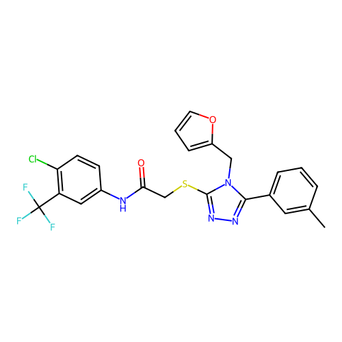 N-[4-chloro-3-(trifluoromethyl)phenyl]-2-{[4-(furan-2-ylmethyl)-5-(3-methylphenyl)-4H-1,2,4-triazol-3-yl]sulfanyl}acetamide structure