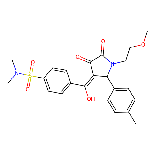 4-(4-hydroxy-1-(2-methoxyethyl)-5-oxo-2-(p-tolyl)-2,5-dihydro-1H-pyrrole-3-carbonyl)-N,N-dimethylbenzenesulfonamide structure