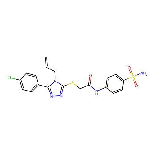 2-{[4-allyl-5-(4-chlorophenyl)-4H-1,2,4-triazol-3-yl]sulfanyl}-N-[4-(aminosulfonyl)phenyl]acetamide structure