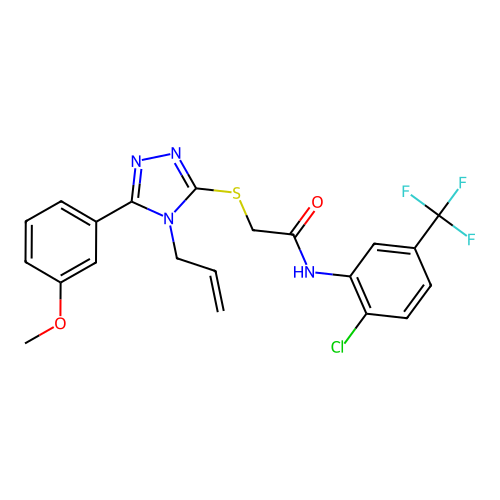 N-[2-chloro-5-(trifluoromethyl)phenyl]-2-{[5-(3-methoxyphenyl)-4-(prop-2-en-1-yl)-4H-1,2,4-triazol-3-yl]sulfanyl}acetamide structure