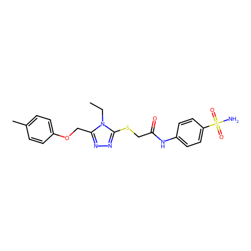2-((4-ethyl-5-((p-tolyloxy)methyl)-4H-1,2,4-triazol-3-yl)thio)-N-(4-sulfamoylphenyl)acetamide structure