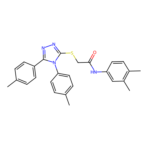 2-[[4,5-bis(4-methylphenyl)-1,2,4-triazol-3-yl]sulfanyl]-N-(3,4-dimethylphenyl)acetamide structure