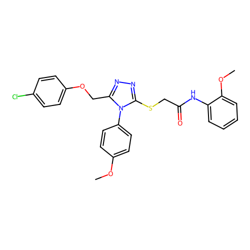 2-((5-((4-chlorophenoxy)methyl)-4-(4-methoxyphenyl)-4H-1,2,4-triazol-3-yl)thio)-N-(2-methoxyphenyl)acetamide structure