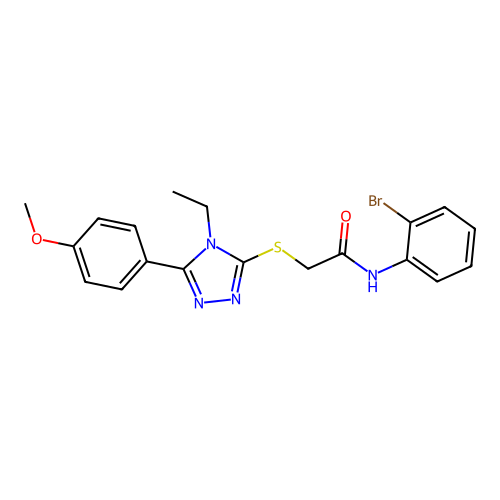 N-(2-bromophenyl)-2-[[4-ethyl-5-(4-methoxyphenyl)-1,2,4-triazol-3-yl]sulfanyl]acetamide structure