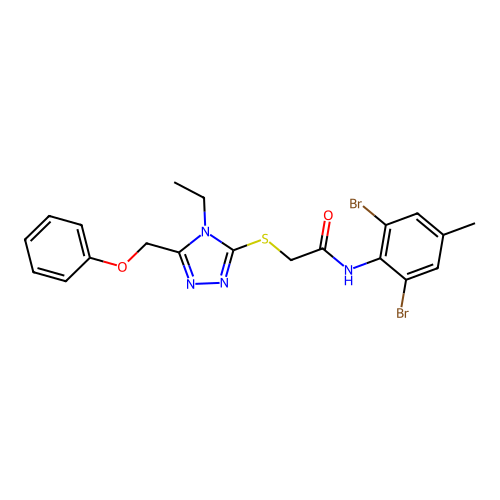 N-(2,6-dibromo-4-methylphenyl)-2-{[4-ethyl-5-(phenoxymethyl)-4H-1,2,4-triazol-3-yl]sulfanyl}acetamide structure