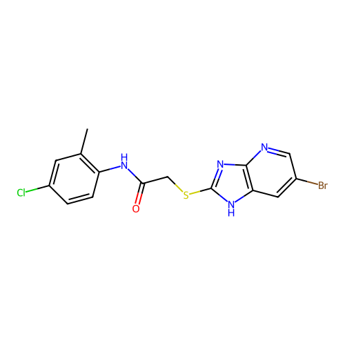 2-[(6-bromo-1H-imidazo[4,5-b]pyridin-2-yl)sulfanyl]-N-(4-chloro-2-methylphenyl)acetamide structure