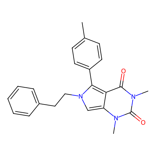 1,3-dimethyl-5-(4-methylphenyl)-6-phenethylpyrrolo[3,4-d]pyrimidine-2,4-dione structure
