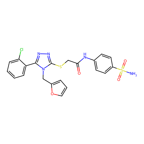 2-{[5-(2-chlorophenyl)-4-(furan-2-ylmethyl)-4H-1,2,4-triazol-3-yl]sulfanyl}-N-(4-sulfamoylphenyl)acetamide structure